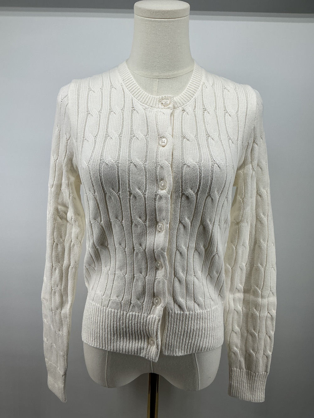 100% Organic Cotton Cable Crew Cardigan